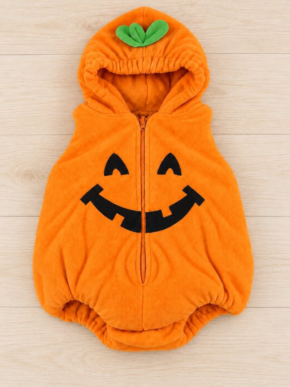 Orange Pumpkin Hooded Fleece Baby Halloween Jumpsuit Costume